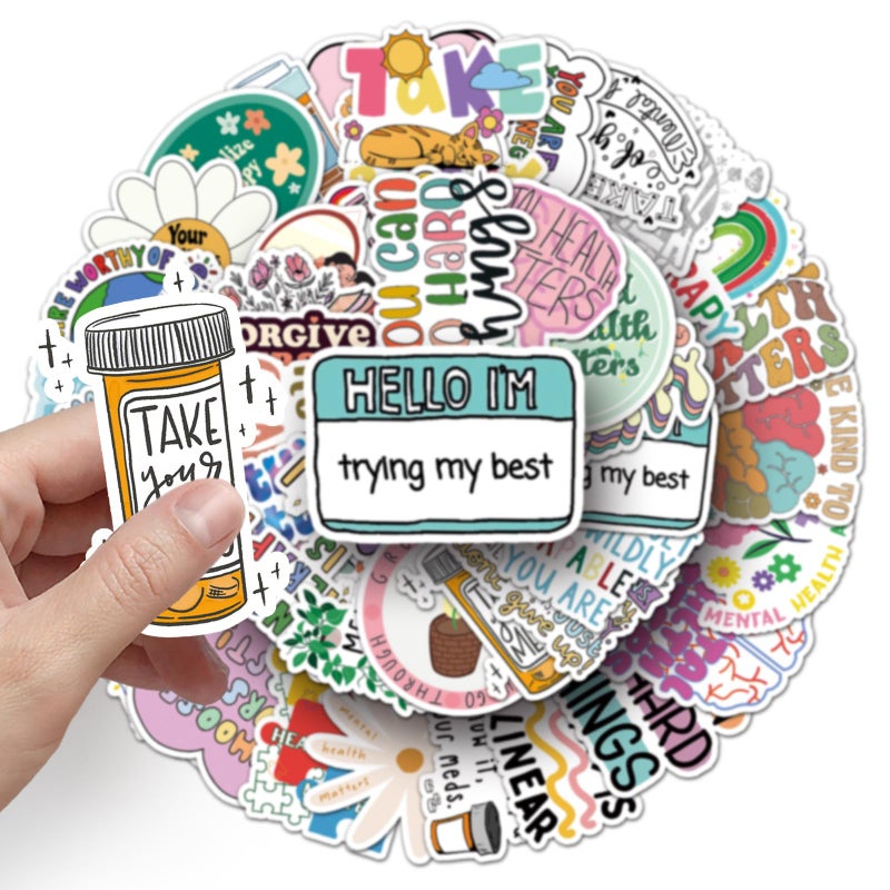 ZCGONG 100Pcs Mental Health Stickers Mental Health Matters Awareness Vinyl Laptops Decals Kids Teens Adults Gifts Therapist Water Bottles Bumper Helmet Book Decorative Doctor Reward Stickers - Image 3