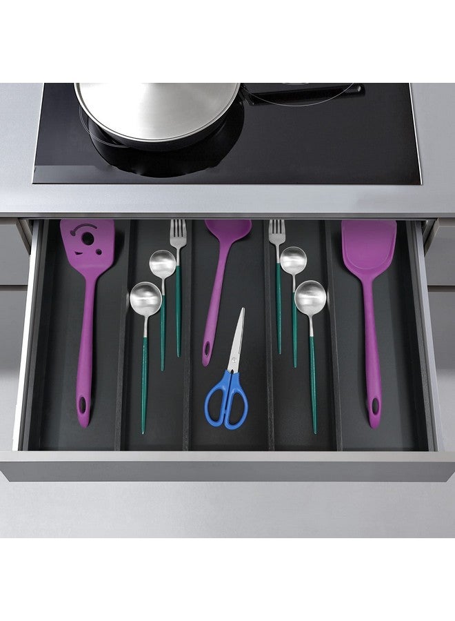 Utoplike Bamboo Drawer Organizer Kitchen Utensils, Adjustable Black Silverware Holder and Cutlery Tray Organiser, Expandable Drawer Divider for Flatware, Knives in Kitchen, Bedroom, Living Room - Image 4