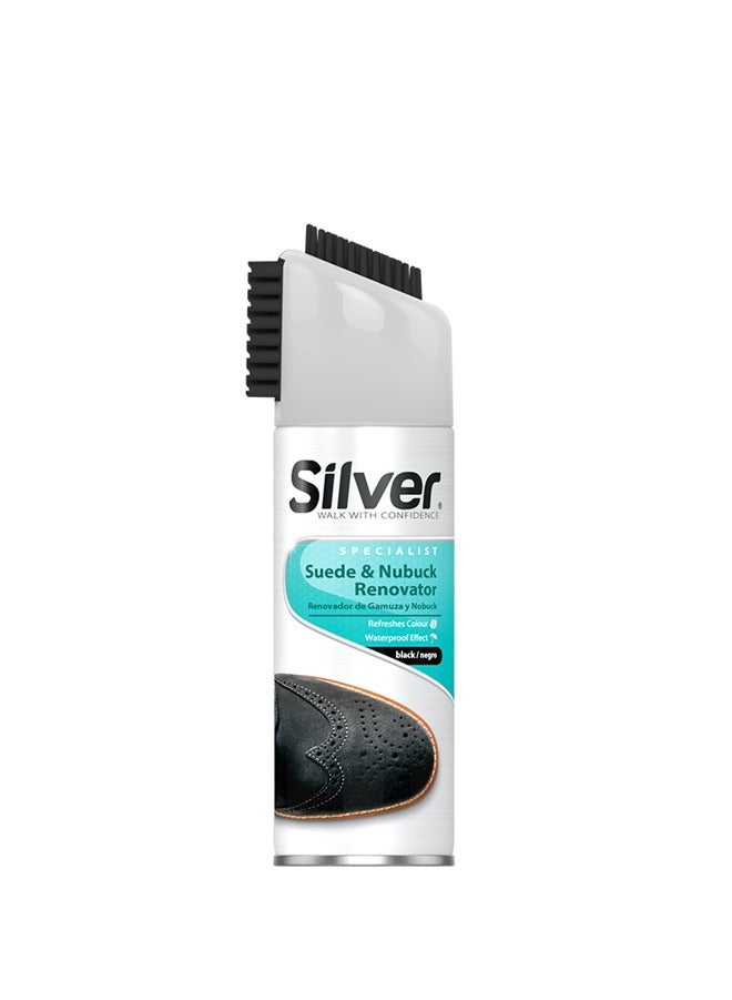 Silver Shoe Care Spray, Suede and Nubuck Renovator, Restores Faded Colors - Black 200 ml - Image 1