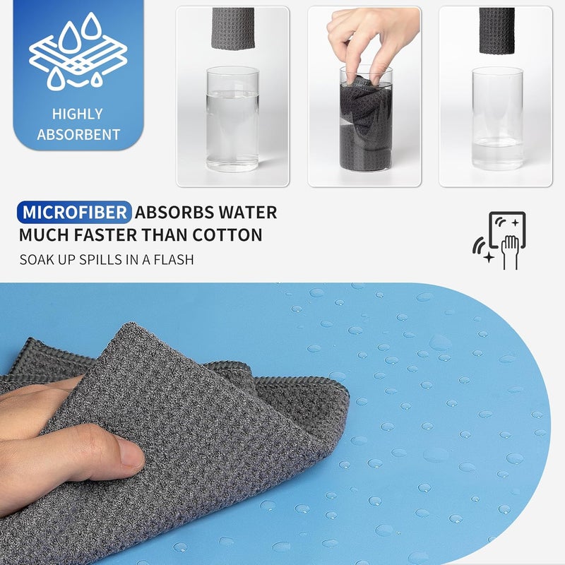 Mr Siga MR.SIGA Set of 6 Waffle Microfibre Cloths - Absorbent Reusable Tea Towels, Multi-Purpose Washcloths, 32 x 32 cm, Grey - Image 4