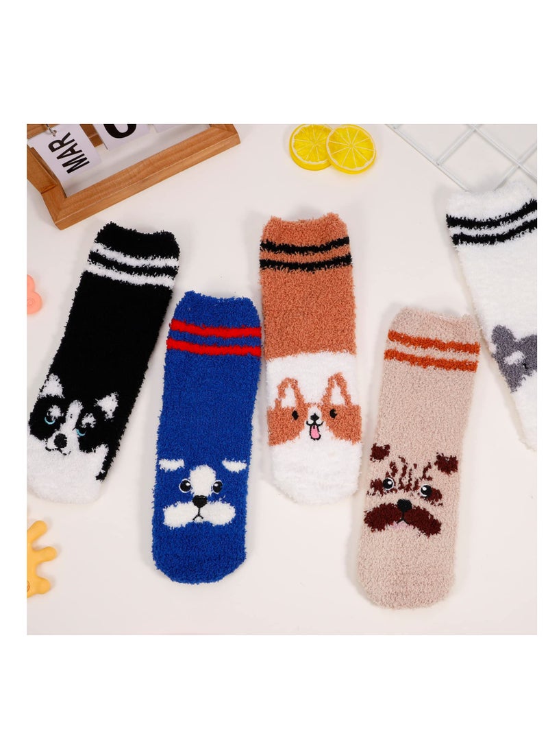 5 Pairs Fluffy Women Socks, Animal Fuzzy Socks Funny Fluffy Soft Socks, Animal Ladies Thermal Sock Fuzzy Bed Socks, Warm Winter Sleep Socks, for Winter Home Sleeping Holiday Gifts - Image 5