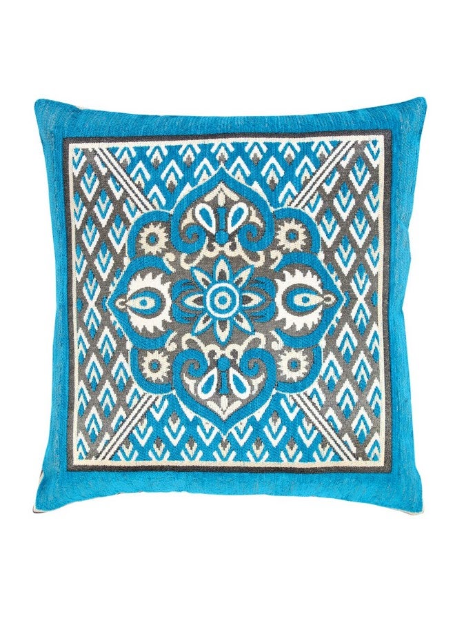 Nendle Velvet 500TC Cushion Covers, 16 x 16 Inches, Sky Blue, Set of 5 Pieces - Image 3