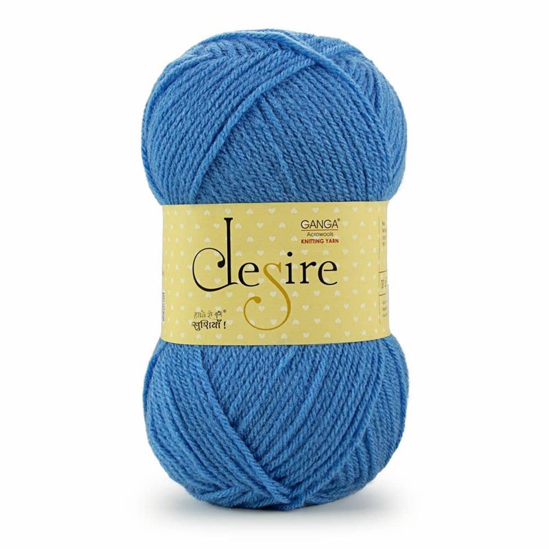 Ganga Acrowools Desire Hand Acrylic Knitting and Crochet Yarn. Pack of 1 Ball - 100 GMS. Shade No - Dsr032 AzureBlue - Image 4