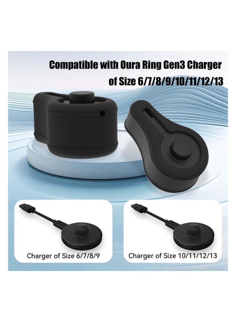 SYOSI Silicone Charger Case for Oura Ring Gen3, Soft Silicone Anti-Scratch Cover Case for Oura Ring Gen3 Charging Dock Support and USB-C Cable Storage, for Wrapping Charger and Cords while Travel (Black)  - Image 2