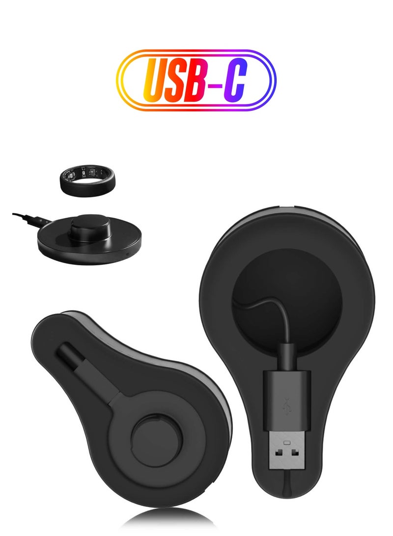 SYOSI Silicone Charger Case for Oura Ring Gen3, Soft Silicone Anti-Scratch Cover Case for Oura Ring Gen3 Charging Dock Support and USB-C Cable Storage, for Wrapping Charger and Cords while Travel (Black)  - Image 1