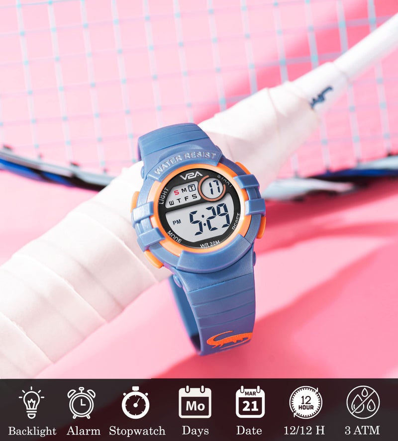 V2A Dinosaur Kids Watch for Boys Age 3-10 - Cartoon Printed Band Watch, Multi-Functional 30 M Waterproof Digital Sports Watches for 3 4 5 6 7 8 Year Old Boy and Girl - Image 2