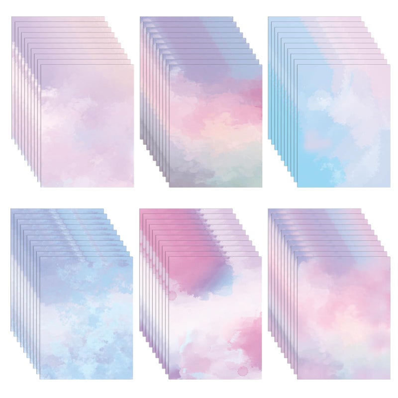 fuceury 60 Sheets Watercolored Stationery Paper, 8.5 x 11 inch Double-Sided Pastel Paper for Writing Letters and Invitations(Style 01) - Image 1