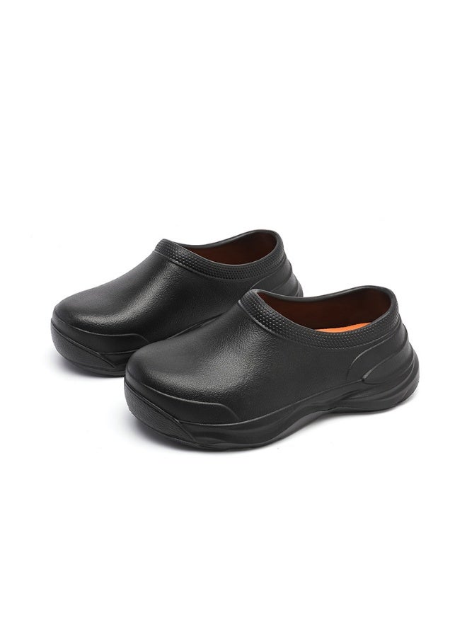 أحذية جراحية، أحذية طهاة، أحذية للجنسين، مغلقة بالكامل وجيدة التهوية، أحذية واقية، مناسبة للأطباء والممرضات والطهاة وموظفي المختبرات، صنادل مانعة للانزلاق (أسود). - Image 1