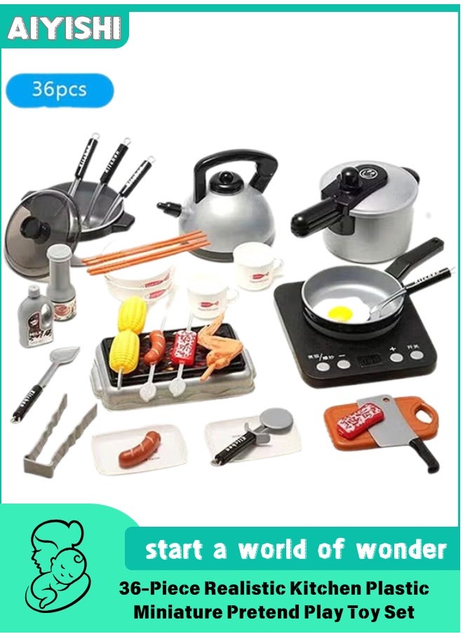 AIYISHI 36-Piece Realistic Kitchen Plastic Miniature Pretend Play Toy Set For Kids  - Image 1