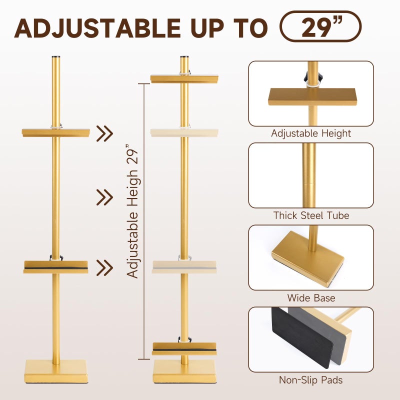 Pelesaurea Adjustable Tabletop Easel Stand for Picture Frames up to 29" H - Metal Frame Holder Stand for Sign, Artwork, Canvas Display - Compact Black Small Easel Stands for Home Office Galleries (Golden) - Image 5