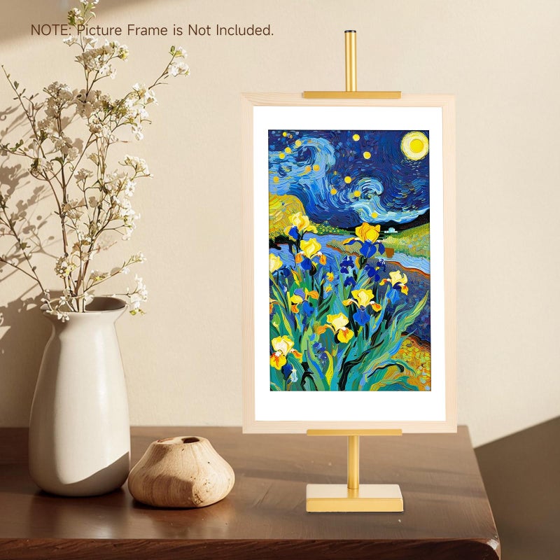 Pelesaurea Adjustable Tabletop Easel Stand for Picture Frames up to 29" H - Metal Frame Holder Stand for Sign, Artwork, Canvas Display - Compact Black Small Easel Stands for Home Office Galleries (Golden) - Image 2