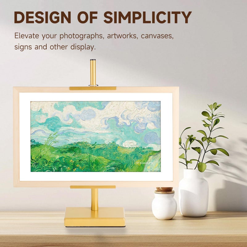Pelesaurea Adjustable Tabletop Easel Stand for Picture Frames up to 29" H - Metal Frame Holder Stand for Sign, Artwork, Canvas Display - Compact Black Small Easel Stands for Home Office Galleries (Golden) - Image 3