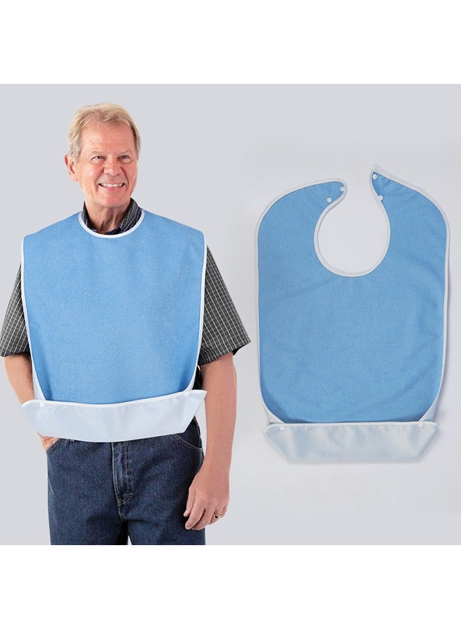 Adult Bib with Snaps, Reusable Elderly Bib with Adjustable Strap for Eating, Washable Dining Bibs for Elderly, Clothing Protector for Elderly Senior Citizens  - Image 1