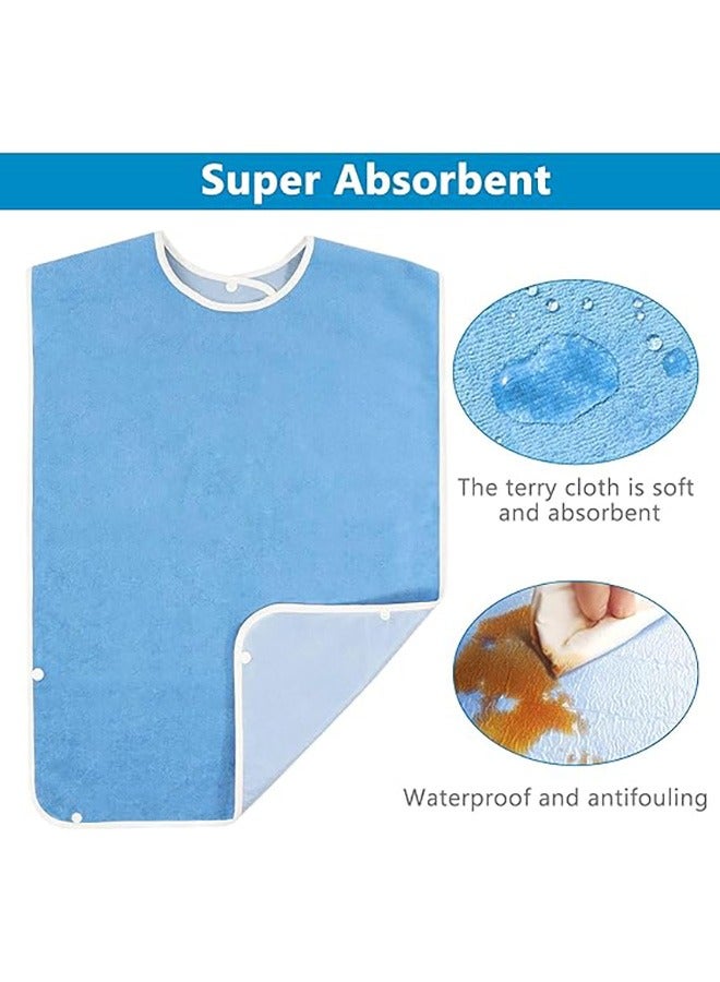 Adult Bib with Snaps, Reusable Elderly Bib with Adjustable Strap for Eating, Washable Dining Bibs for Elderly, Clothing Protector for Elderly Senior Citizens  - Image 2