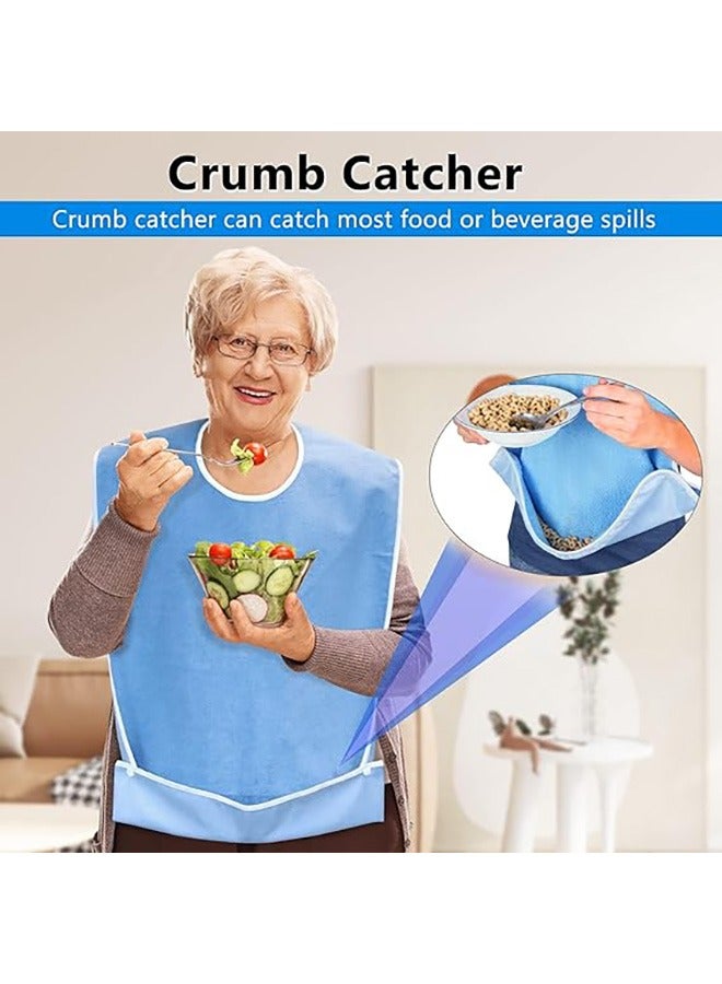 Adult Bib with Snaps, Reusable Elderly Bib with Adjustable Strap for Eating, Washable Dining Bibs for Elderly, Clothing Protector for Elderly Senior Citizens  - Image 3