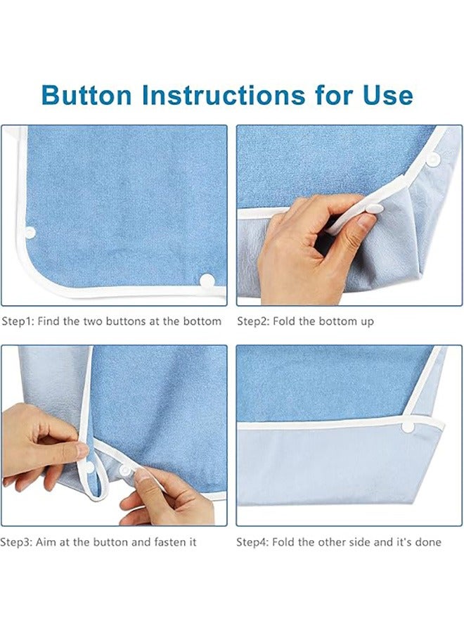 Adult Bib with Snaps, Reusable Elderly Bib with Adjustable Strap for Eating, Washable Dining Bibs for Elderly, Clothing Protector for Elderly Senior Citizens  - Image 4