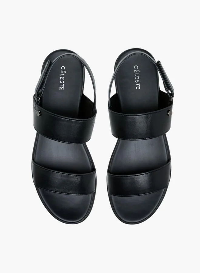 سيليست Women'S Solid Sandals With Hook And Loop Closure