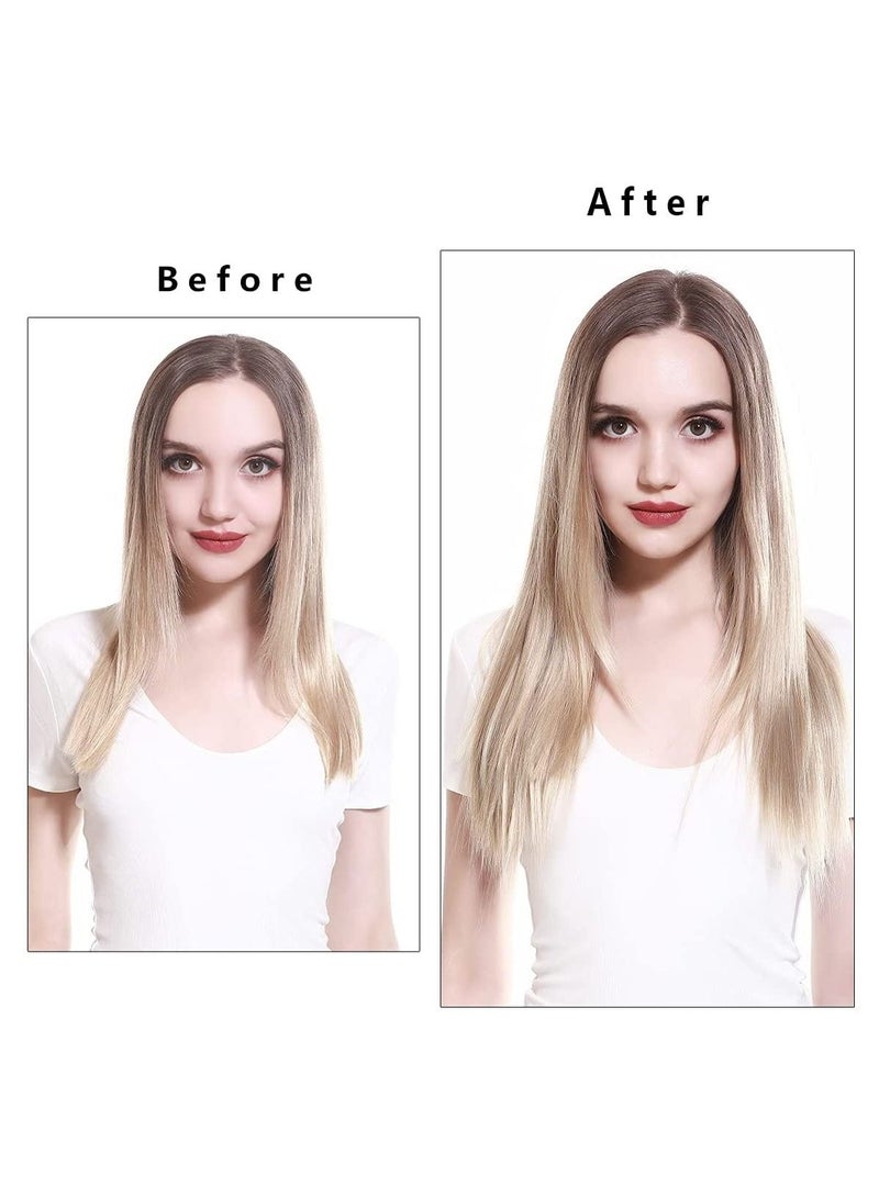 إستيل وصلات شعر مستقيمة رماد بني متوسط ​​مع أشقر رماد تسليط الضوء على قطع الشعر الاصطناعية ربطة رأس سلكية سرية للنساء 14 بوصة 3.2 أونصة ألياف مقاومة للحرارة بدون مشبك - Image 4