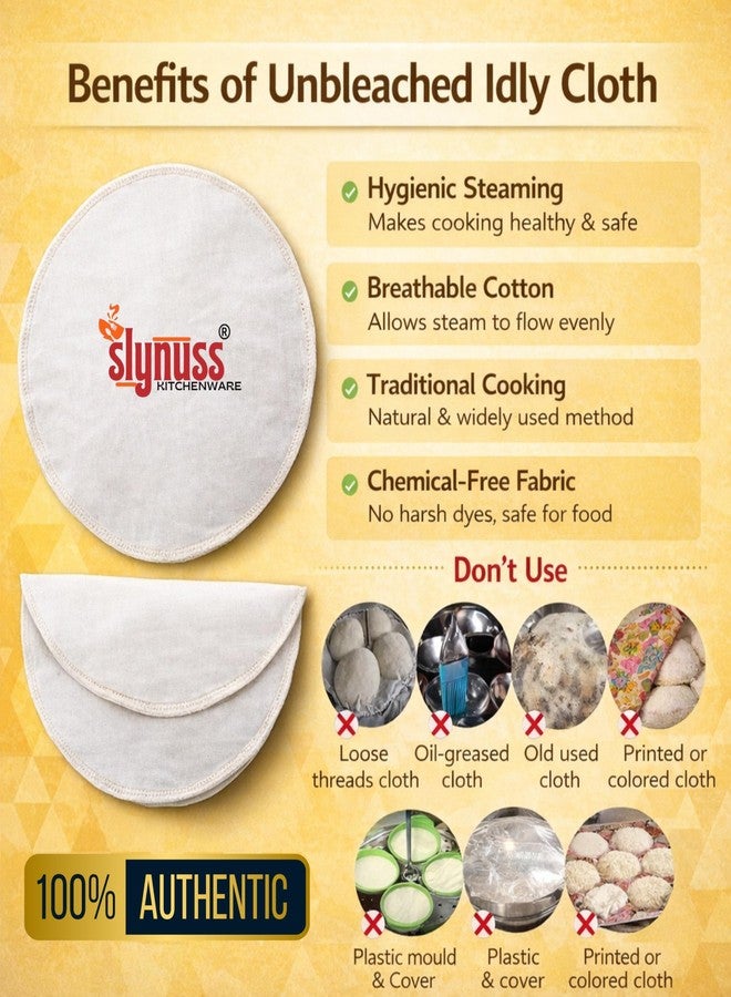 Slynuss سلينوس ® | 6 قطع قماش إيدلي للتبخير، قماش إيدلي للتبخير | قماش إيدلي فاخر للتبخير، مناسب لأطباق 3/4/5/6/7 حفر، مادة غير مبيضة قابلة لإعادة الاستخدام بنسبة 100% (قطر 30 سم) - Image 4