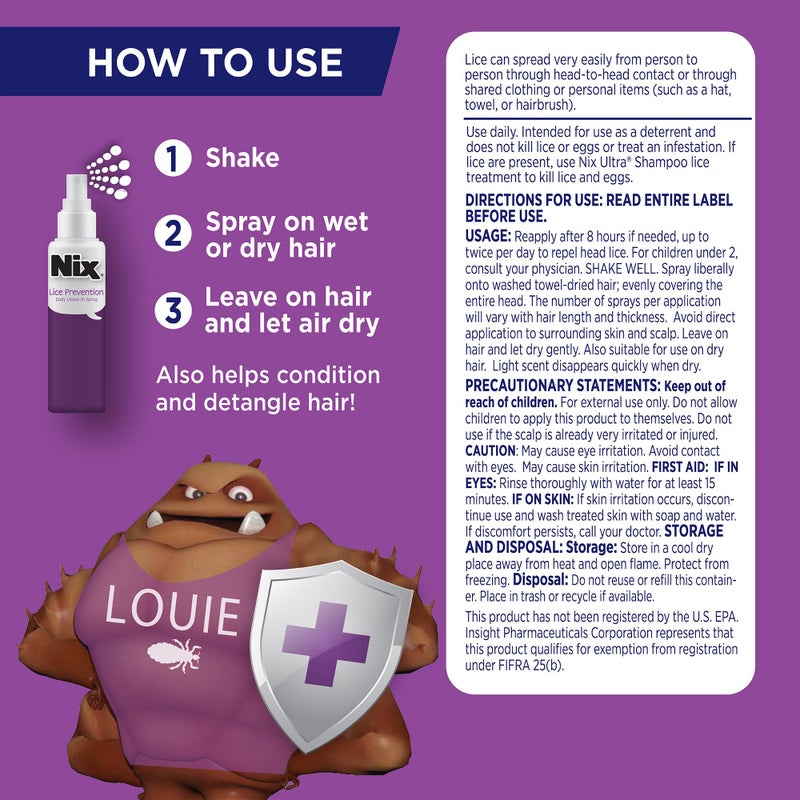 Nix Lice Prevention Daily Leave-In Spray for Kids, Long-Lasting Protection, Repels Superlice, 6 Fl Oz - Image 5