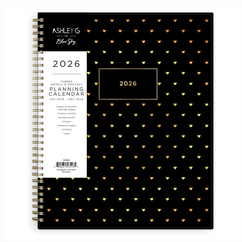 Blue Sky Ashley G 2026 Weekly and Monthly Planner Calendar January 2026 December 2026 85 x 11 Flexible Cover Durable Twin Wire Binding Laminated Tabs Pocket Stickers Sweetheart Black - Image 2