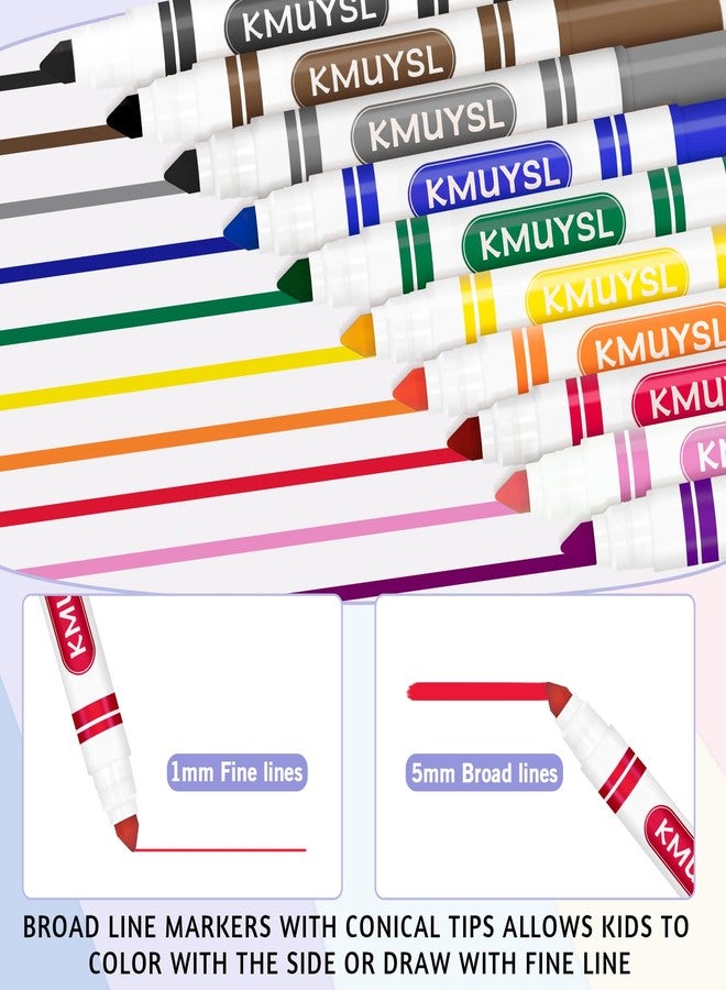 KMUYSL 200 Count Washable Markers Bulk, 10 Assorted Colors - Broad Line Conical Tip Coloring Markers for Kids, School Art Supplies & Back to School Supplies, Teacher Classroom Must Haves - Image 3