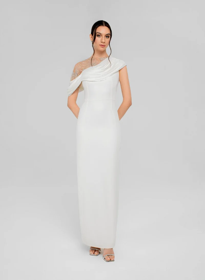 Draped One Shoulder Maxi Dress