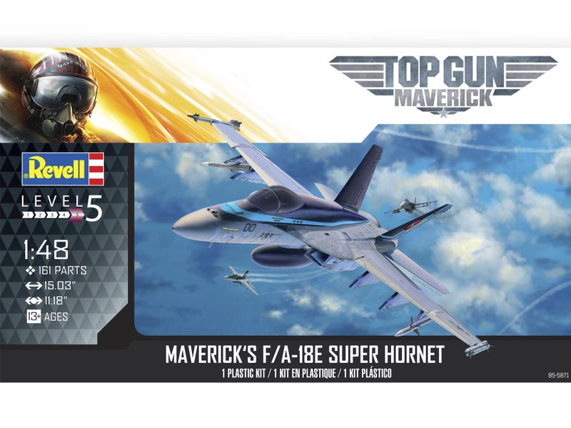 Revell 85-5871 Top Gun Maverick's F/A-18E Super Hornet Fighter Jet Kit 1:48 Scale 161-Piece Skill Level 5 Plastic Model Airplane Building Kit, Gray, Medium - Image 2