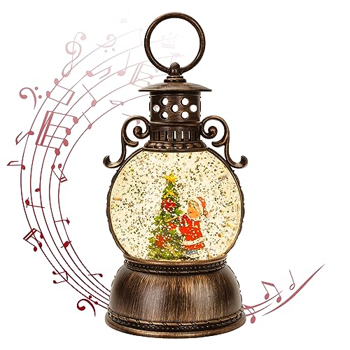 JEDAWN Snow Globes Lantern, Home Lighted Christmas Snow Globe,Christmas Lantern,Water Lanterns Glittering with Christma Music Singing Lanterns - Image 1