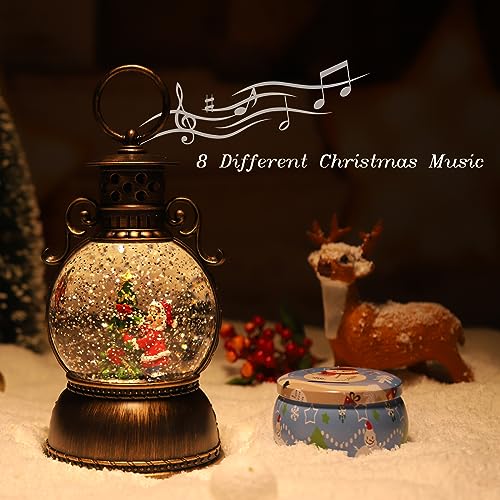 JEDAWN Snow Globes Lantern, Home Lighted Christmas Snow Globe,Christmas Lantern,Water Lanterns Glittering with Christma Music Singing Lanterns - Image 2