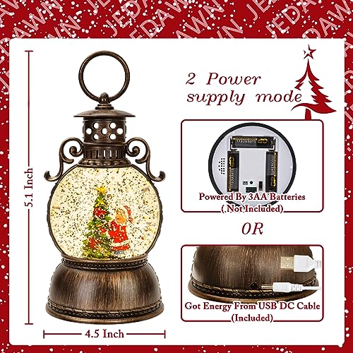 JEDAWN Snow Globes Lantern, Home Lighted Christmas Snow Globe,Christmas Lantern,Water Lanterns Glittering with Christma Music Singing Lanterns - Image 5