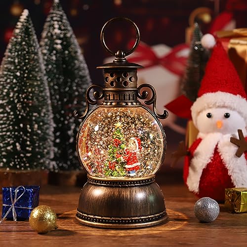JEDAWN Snow Globes Lantern, Home Lighted Christmas Snow Globe,Christmas Lantern,Water Lanterns Glittering with Christma Music Singing Lanterns - Image 3