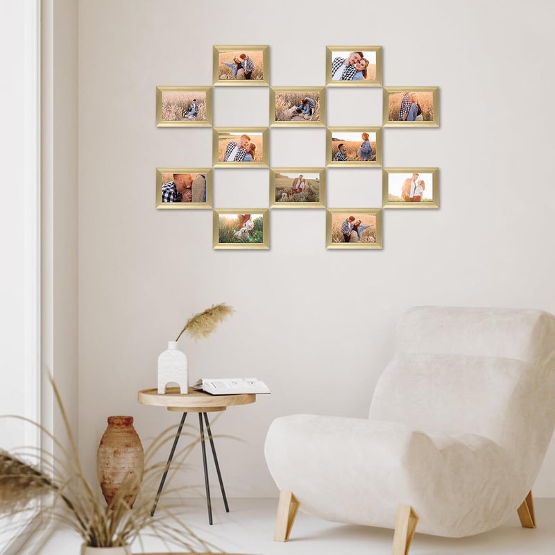 جيفت جاردن إطار صور ، مقاس 10 سم × 15 سم (4×6)، ذهبي، حديث، عبوة متعددة من 12 قطعة، عبوة بالجملة، للعرض على الحائط أو الطاولة - Image 5
