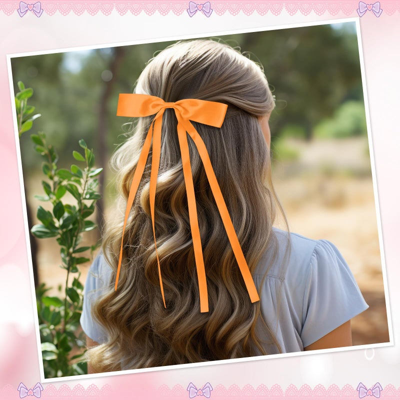 Mimorou 40 Pcs Bow Hair Clips Bulk Multicolor Bow Barrettes Set Hair Accessories with Long Tail Ribbon Bowknot Barrettes Clip and Tassel Colorful Valentine's Day Galentines Women Gift(Rich Colors) - Image 4