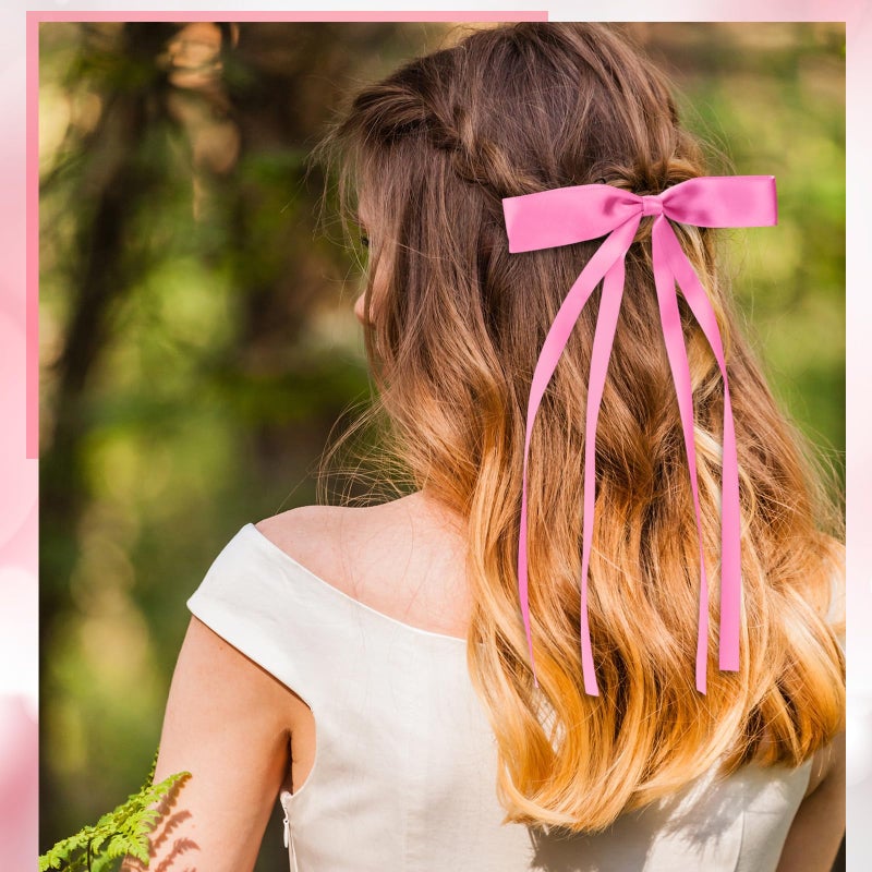 Mimorou 40 Pcs Bow Hair Clips Bulk Multicolor Bow Barrettes Set Hair Accessories with Long Tail Ribbon Bowknot Barrettes Clip and Tassel Colorful Valentine's Day Galentines Women Gift(Rich Colors) - Image 5