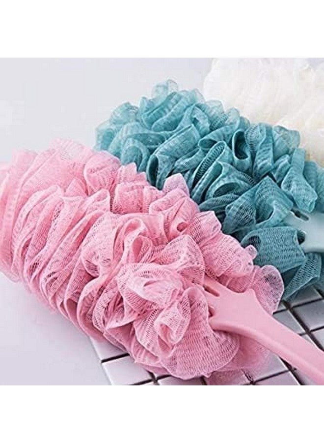 HAPPYMATES Bath Body Brush, With Loofa Long Handle Cleaning Scrubber with Loofah Sponge Shower Brush for Wet or Dry Brushing (2 Pcs Handle Brush + 2 Loofa) - Image 2