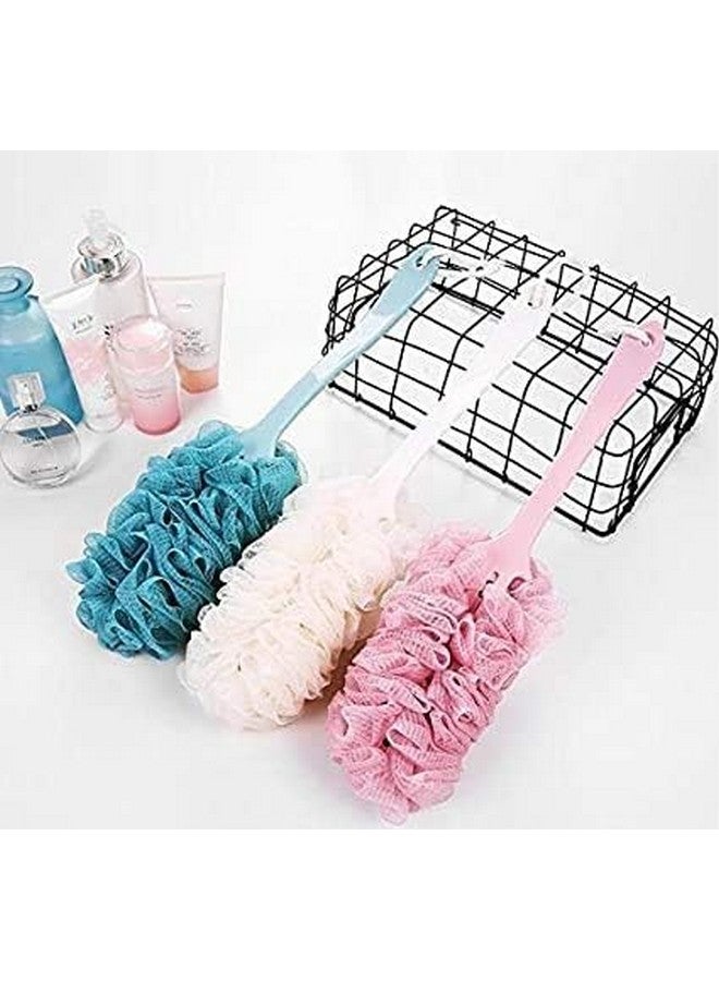 HAPPYMATES Bath Body Brush, With Loofa Long Handle Cleaning Scrubber with Loofah Sponge Shower Brush for Wet or Dry Brushing (2 Pcs Handle Brush + 2 Loofa) - Image 3