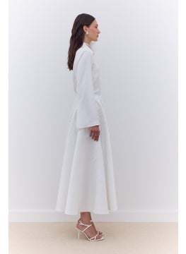 Manuka Pearled Flared Evening Skirt Ecru  - Image 2