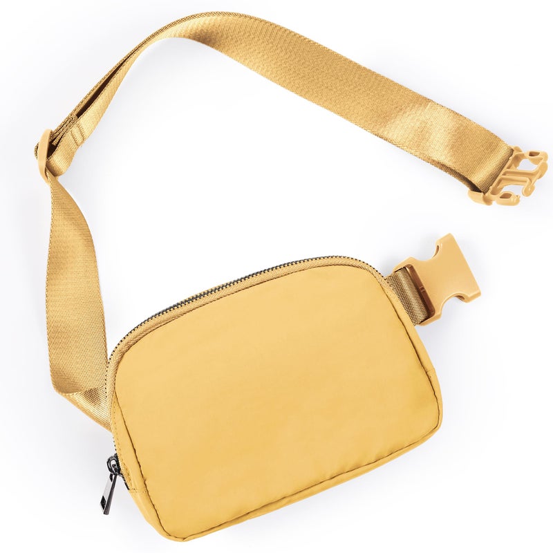 ODODOS Unisex Mini Belt Bag with Adjustable Strap Small Fanny Pack for Workout Running Traveling Hiking, Buff Yellow - Image 1