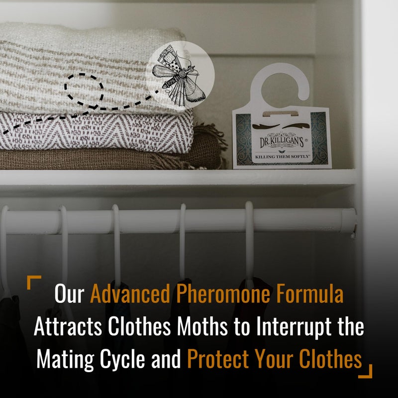 Dr. Killigan's Premium Double Potent Clothing Moth Traps with Pheromones Prime | Organic Clothes Moths Trap with Lure for Closets & Carpet | Case Making Moth Treatment & Prevention (6 Pack, White) - Image 3