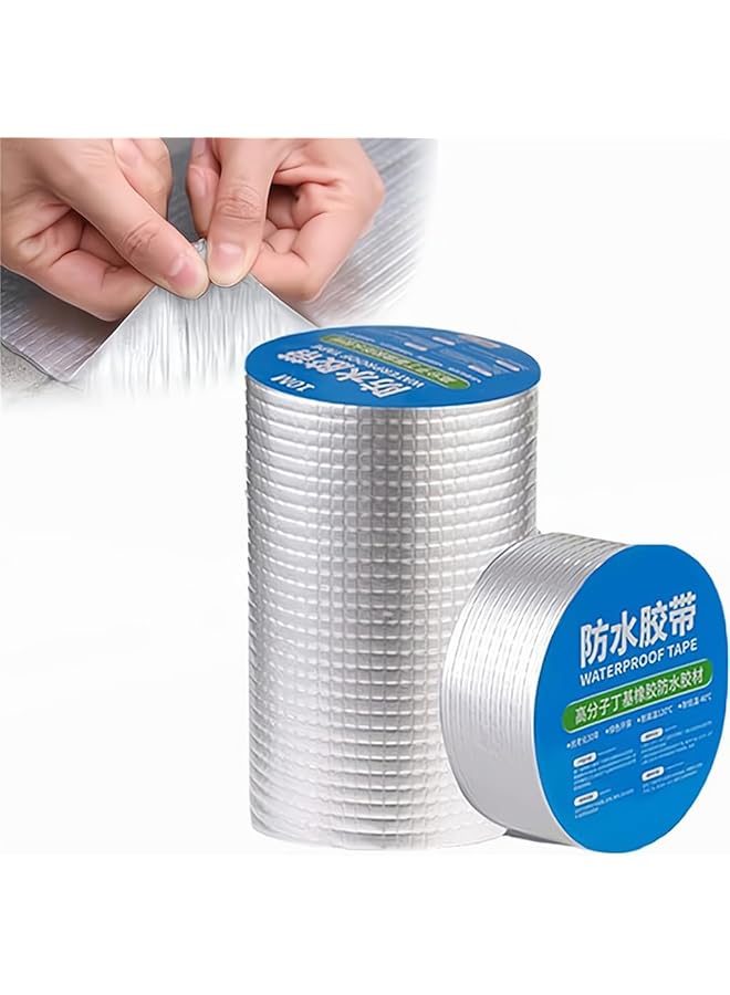 PROMASS promass Super Strong Aluminum Foil Butyl Tape, Super Waterproof Tape Self Adhesive Adhesive Tape Kitchen and Bathroom House Roof Mending Materials for Pipes Patch Holes (15cm X 5m and 5cm X 5m)  - Image 1