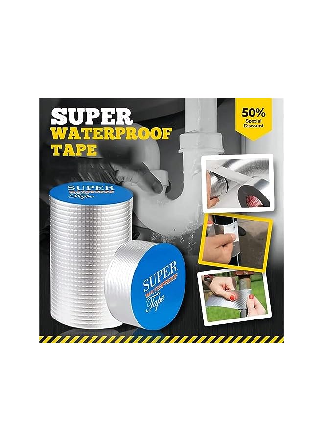 PROMASS promass Super Strong Aluminum Foil Butyl Tape, Super Waterproof Tape Self Adhesive Adhesive Tape Kitchen and Bathroom House Roof Mending Materials for Pipes Patch Holes (15cm X 5m and 5cm X 5m)  - Image 2