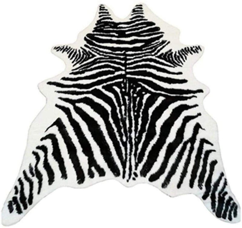 Zebra Print Rug Faux Animal Cowhide Skin Area Rug Leather Carpet Mat Large Size for Home Office Livingroom 52x39