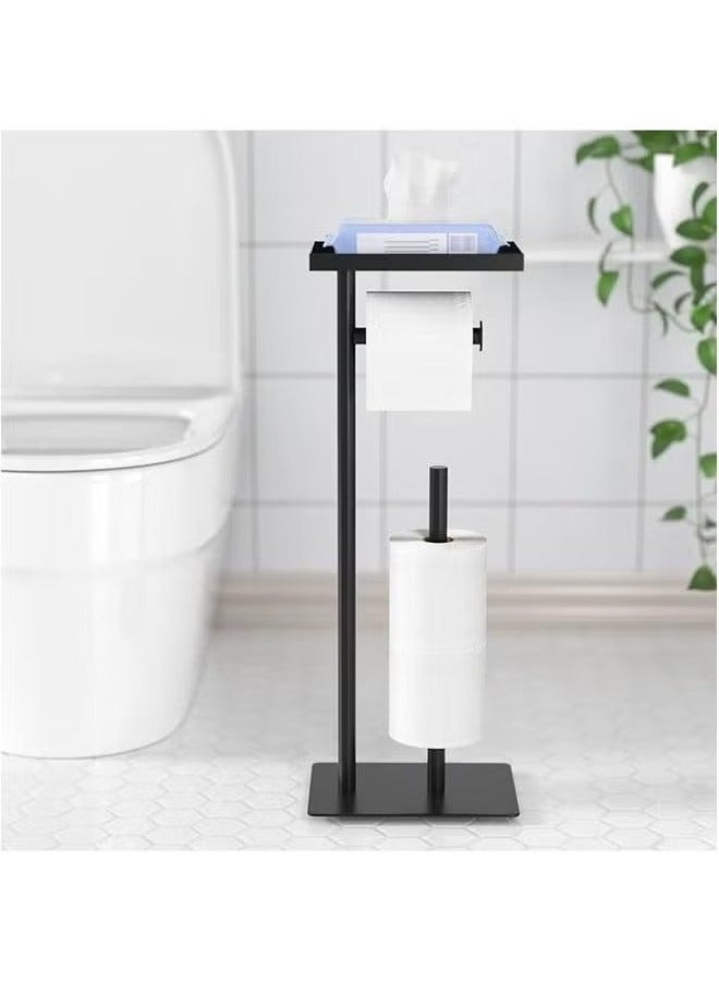 HOMESTAR Bathroom Paper Holder Stand with Phone Shelf Toliet Decor Decoration Tissue Roll Free Standing Storage for Floor Dispenser  - Image 3