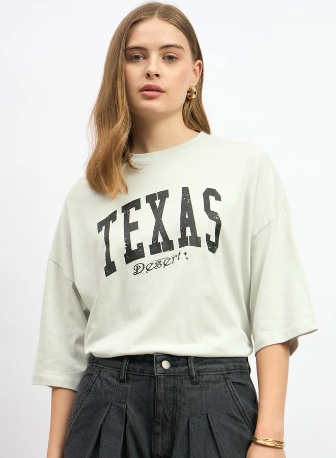 Styli Graphic Print Dropped Shoulder Oversized T-Shirt