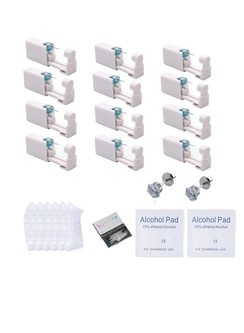 CityRiya-Long 12 Pairs No Pain Ear Piercing Kit, Disposable Self Piercing Gun with 24Pcs Ear Studs & Cleaning Tools, Portable Nose Ear Piercer for Home Household Use, Safe Easy-to-Use Body Piercing Tools for Men Women（253） - Image 1