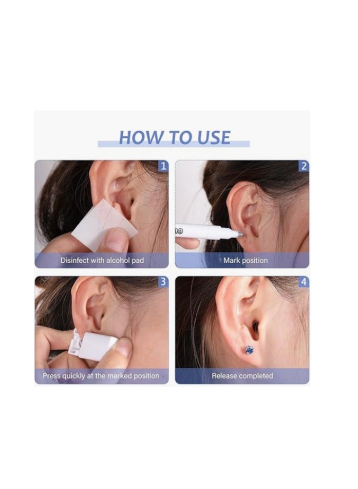 CityRiya-Long 12 Pairs No Pain Ear Piercing Kit, Disposable Self Piercing Gun with 24Pcs Ear Studs & Cleaning Tools, Portable Nose Ear Piercer for Home Household Use, Safe Easy-to-Use Body Piercing Tools for Men Women（253） - Image 3