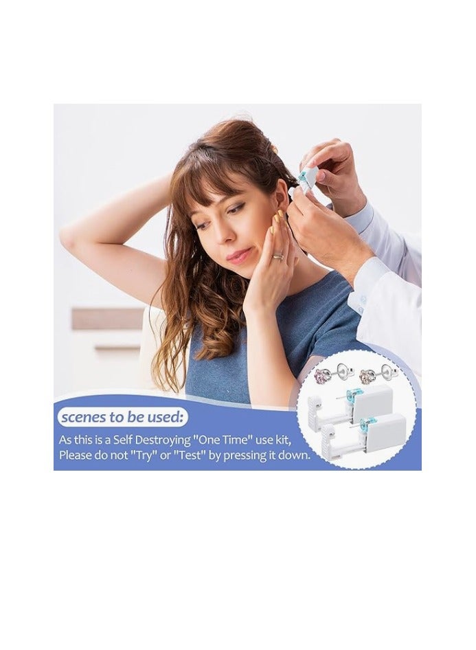 CityRiya-Long 12 Pairs No Pain Ear Piercing Kit, Disposable Self Piercing Gun with 24Pcs Ear Studs & Cleaning Tools, Portable Nose Ear Piercer for Home Household Use, Safe Easy-to-Use Body Piercing Tools for Men Women（253） - Image 4