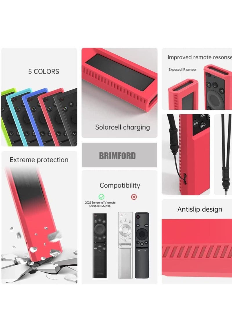SYOSI Silicone Protective Case for Samsung Smart TV Solar Cell Remote Controller for TM2281E BN59-01385A BN59-01385B BN59-01393A Holder Shockproof Battery Back Covers(Red)  - Image 4