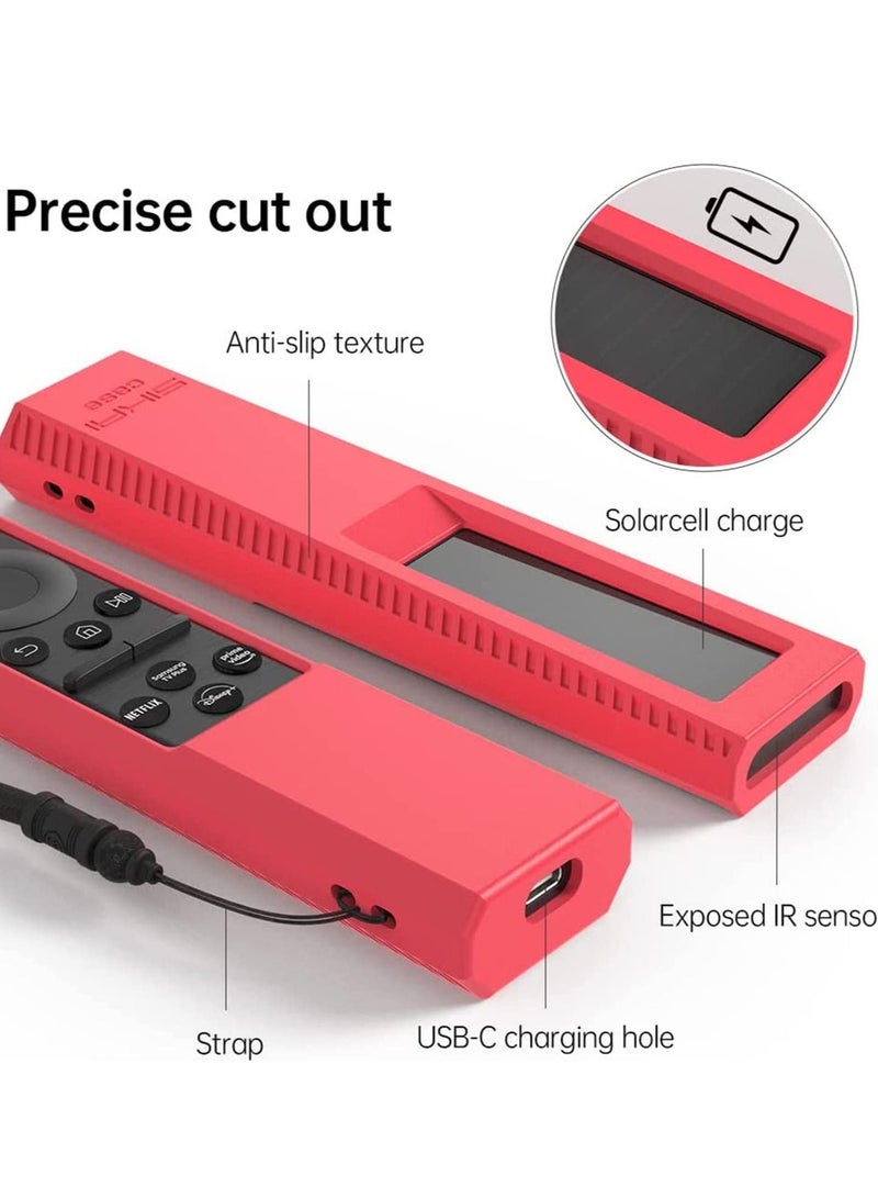 SYOSI Silicone Protective Case for Samsung Smart TV Solar Cell Remote Controller for TM2281E BN59-01385A BN59-01385B BN59-01393A Holder Shockproof Battery Back Covers(Red)  - Image 2